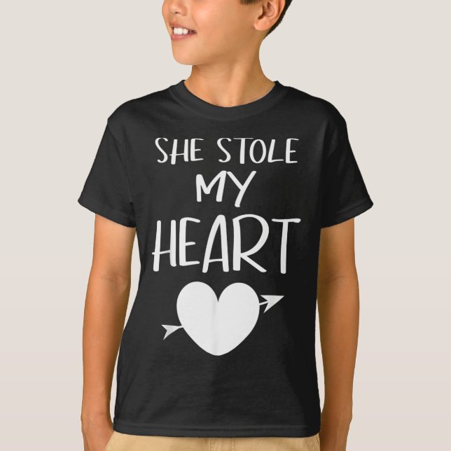 She Stole My Heart Valentines Day Matching Couples T-Shirt (Vorderseite)