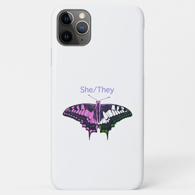 She/They Non-Binary Flag Swallowtail Butterfly Case-Mate iPhone Hülle (Rückseite)