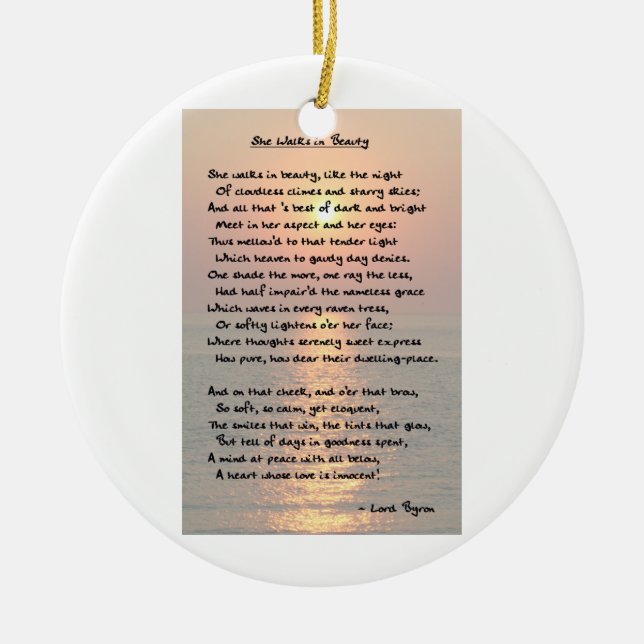 "She Walking in Beauty" Byron Ornament (Vorne)