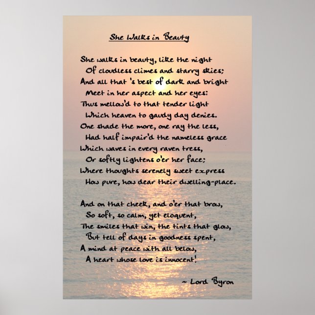 "She Walking in Beauty" Print Poster (Vorne)