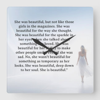 She was beautiful   quote quadratische wanduhr