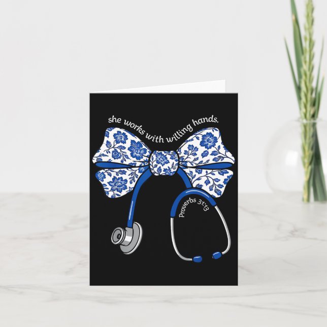 She Works With Willing Hands Proverbs 31 13 Christ Karte (Vorderseite)