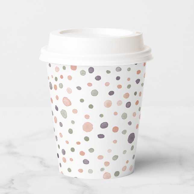 Shea Confetti Watercolor Dots Paper Cup Pappbecher (Vorderseite)