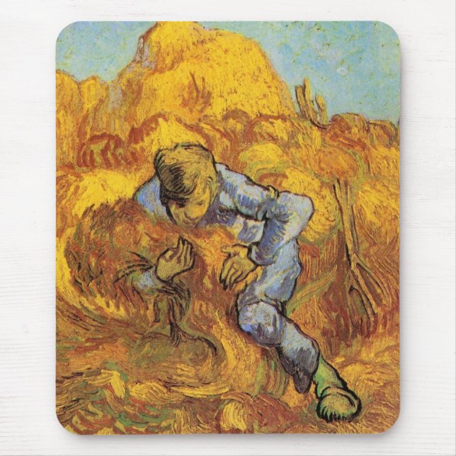 Sheaf Binder (nach Millet) von Vincent van Gogh Mousepad (Vorne)