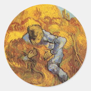 Sheaf Binder (nach Millet) von Vincent van Gogh Runder Aufkleber