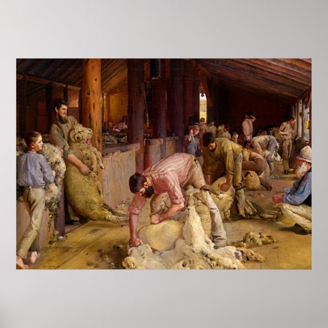 Shear the Rams, 1890 von Tom Roberts Poster (Vorne)
