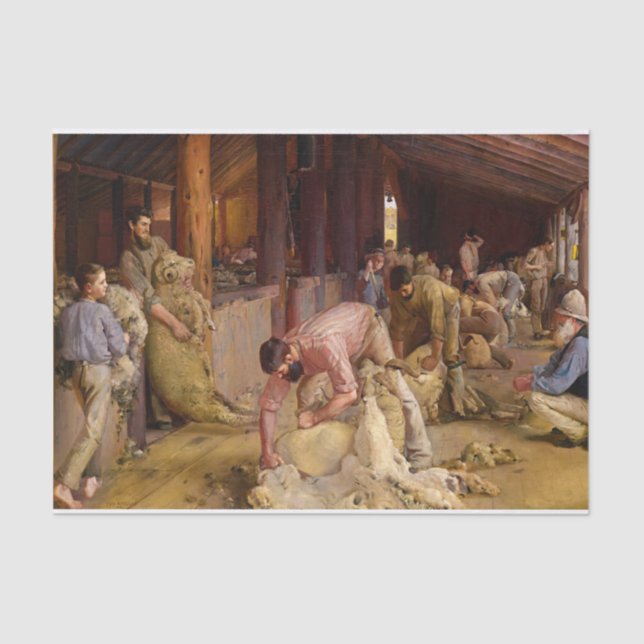 Shear the Rams, 1890 von Tom Roberts Seidenpapier (Vorderseite)