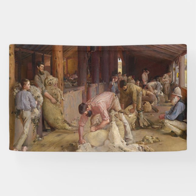 Shear the Rams (Australian Art) (Tom Roberts) Banner (Horizontal)