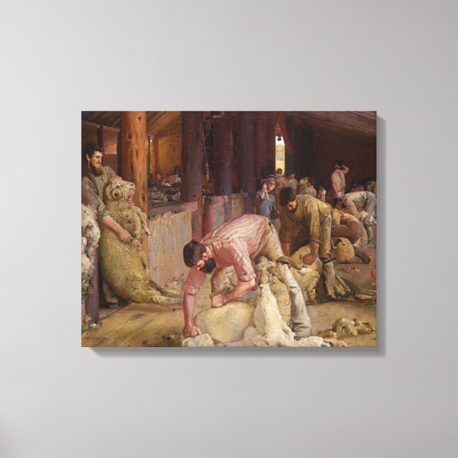 Shear the Rams (Australian Art) (Tom Roberts) Leinwanddruck (Vorderseite)