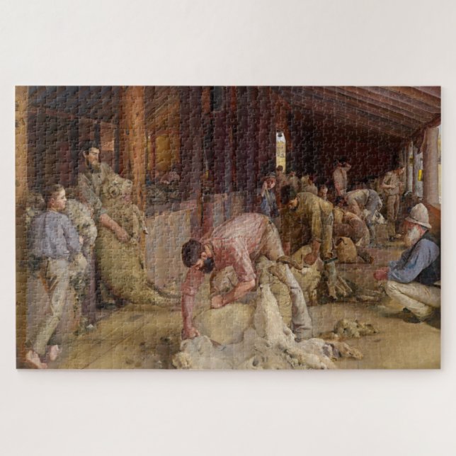 Shear the Rams (Australian Art) (Tom Roberts) Puzzle (Horizontal)