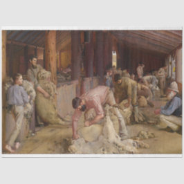 Shear the Rams (Australian Art) (Tom Roberts) Seidenpapier