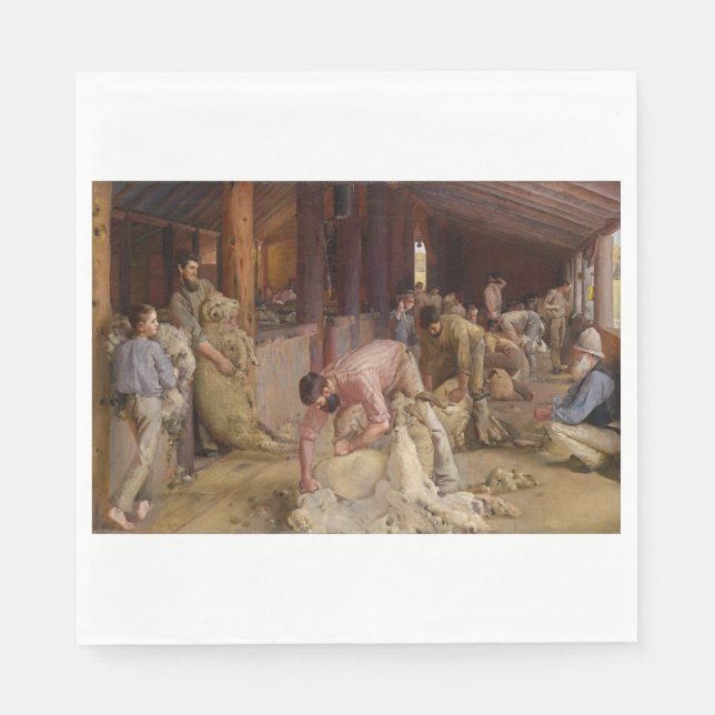 Shear the Rams (Australian Art) (Tom Roberts) Serviette (Vorderseite)