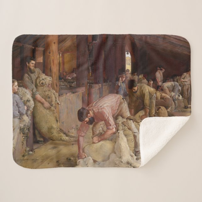 Shear the Rams (Australian Art) (Tom Roberts) Sherpadecke (Vorderseite (Horizontal))