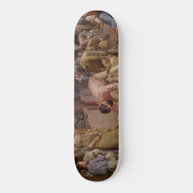 Shear the Rams (Australian Art) (Tom Roberts) Skateboard (Vorderseite)