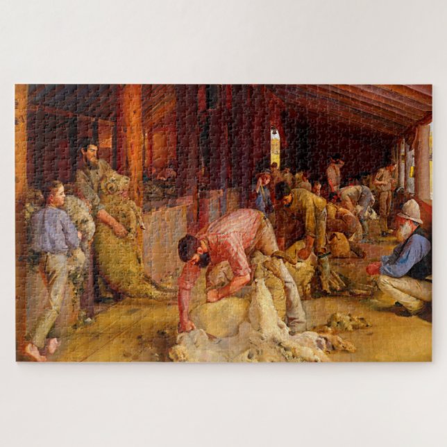 Shear the Rams Tom Roberts 1890 Australian Art Puzzle (Horizontal)