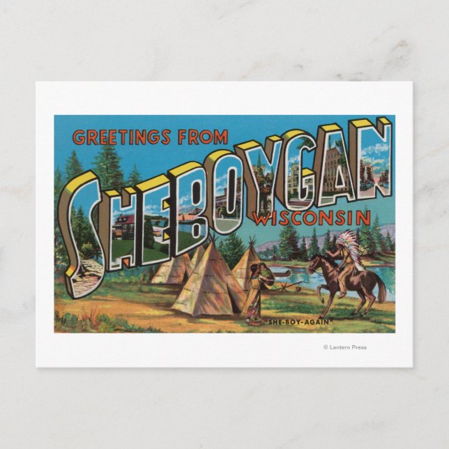 Sheboygan, Wisconsin (Amerikanische Ureinwohner #  Postkarte (Vorderseite)