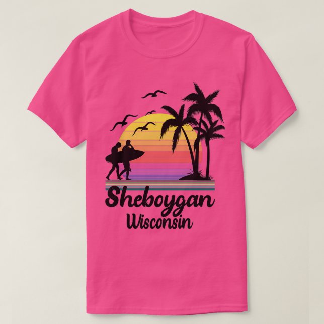 Sheboygan Wisconsin Seaside Retro Sunset T-Shirt (Design vorne)