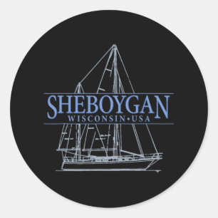 Sheboygan Wisconsin Segeln im Vintage-Stil Runder Aufkleber