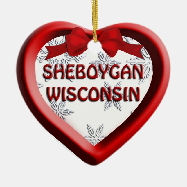 Sheboygan Wisconsin Weihnachtsschmuck im Herzen (Vorne)