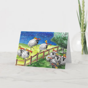 Sheep Art, Folk art Watercolor Malerkarte Karte