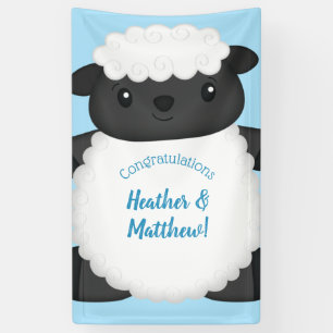 Sheep Baby Dusche Blue Banner
