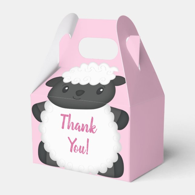 Sheep Baby Dusche Farm Pink Girl Geschenkschachtel (Vorderseite)