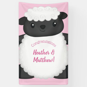 Sheep Baby Dusche Rosa Banner