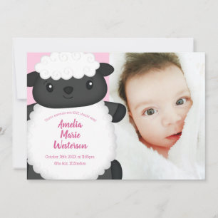 Sheep Baby Dusche Rosa Einladung
