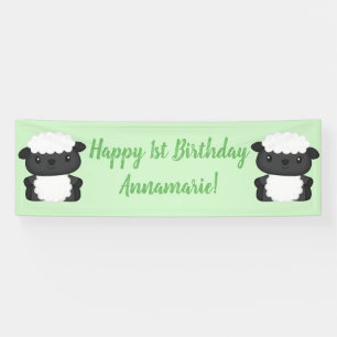 Sheep Birthday Party Green Banner
