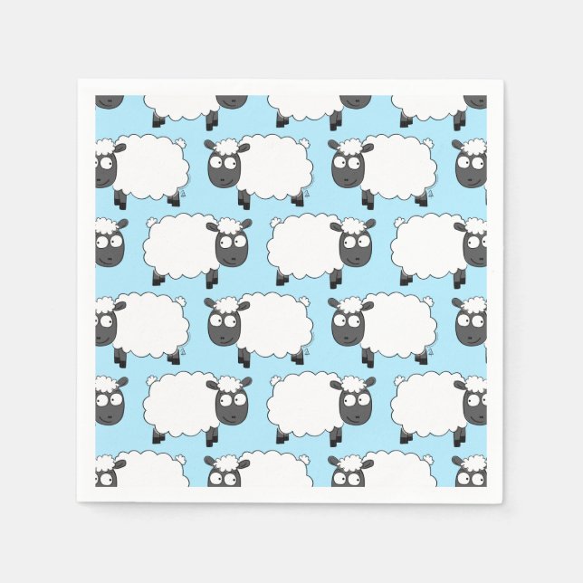 Sheep Birthday Party Niedlicher Cartoon Napkins Serviette (Vorderseite)