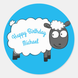 Sheep Birthday Party Niedlicher Cartoon Runder Aufkleber