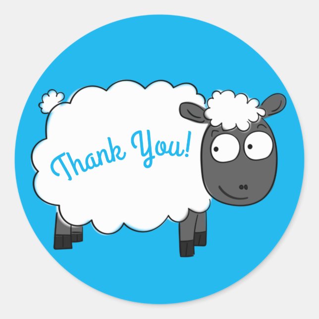 Sheep Birthday Party Niedlicher Cartoon Runder Aufkleber (Vorderseite)