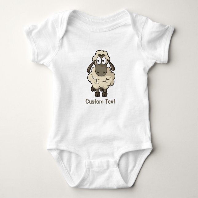 Sheep Cartoon Beige Baby Strampler (Vorderseite)