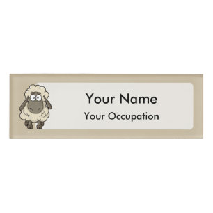Sheep Cartoon Beige Namenschild