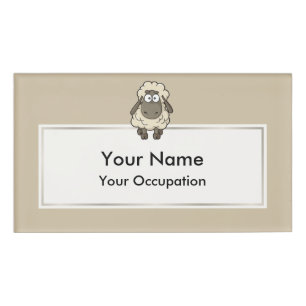 Sheep Cartoon Beige Namenschild