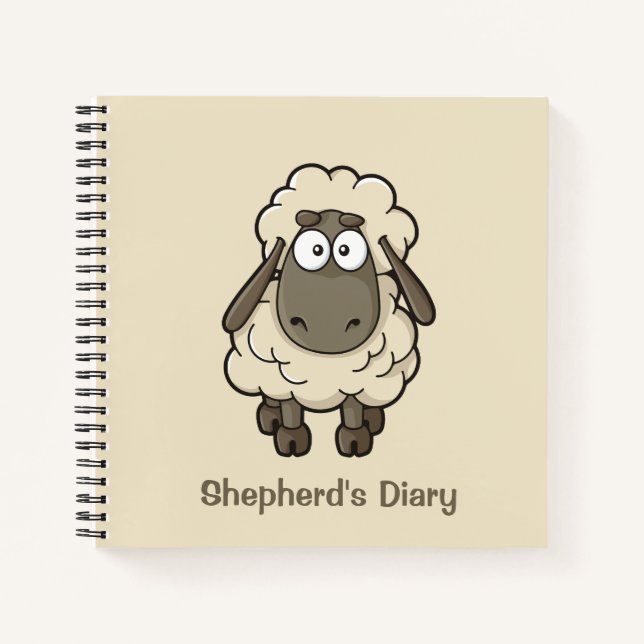 Sheep Cartoon Beige Notizbuch (Vorderseite)