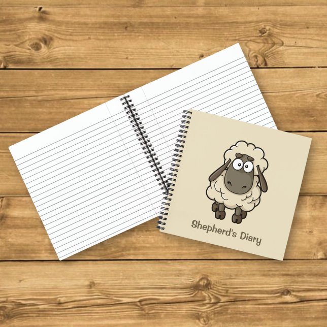 Sheep Cartoon Beige Notizbuch (Von Creator hochgeladen)