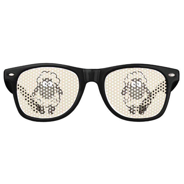 Sheep Cartoon Beige Partybrille (Vorderseite)