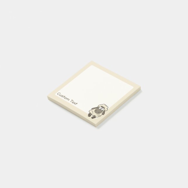 Sheep Cartoon Beige Post-it Klebezettel (angewinkelt)