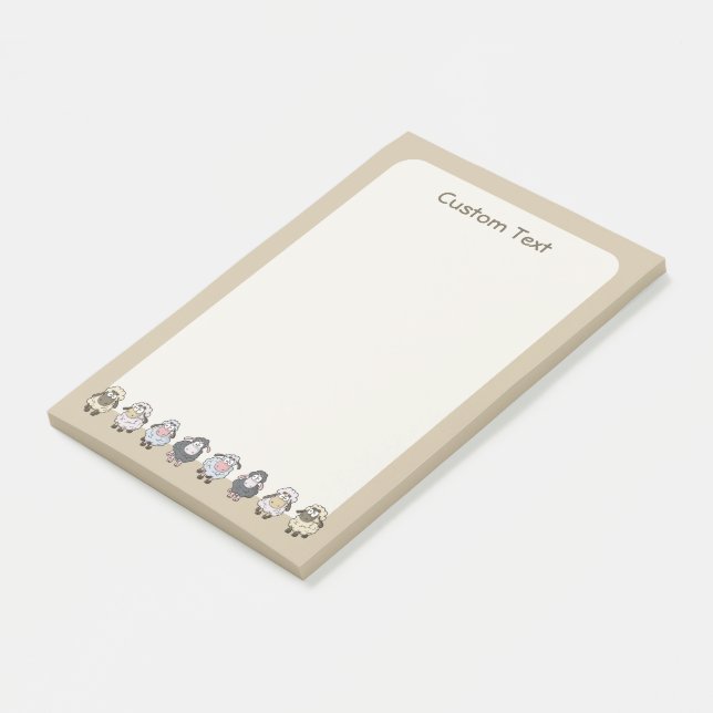 Sheep Cartoon Beige Post-it Klebezettel (angewinkelt)