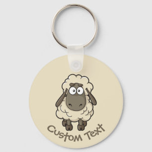 Sheep Cartoon Beige Schlüsselanhänger
