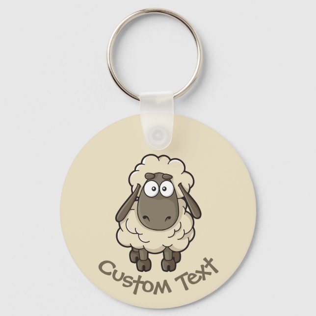 Sheep Cartoon Beige Schlüsselanhänger (Vorderseite)