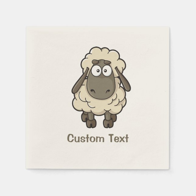 Sheep Cartoon Beige Serviette (Vorderseite)
