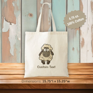 Sheep Cartoon Beige Tragetasche