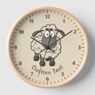 Sheep Cartoon Beige Uhr