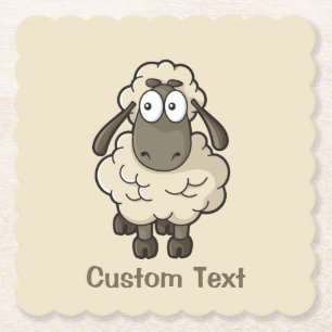 Sheep Cartoon Beige Untersetzer