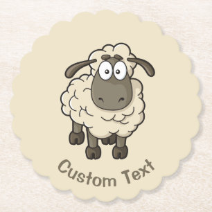 Sheep Cartoon Beige Untersetzer