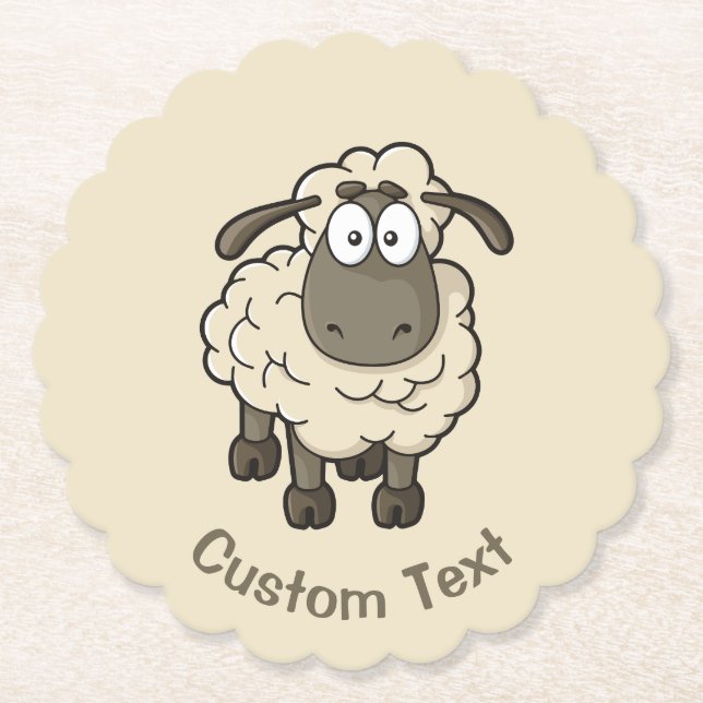 Sheep Cartoon Beige Untersetzer (Vorderseite)