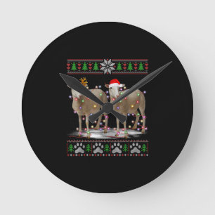Sheep Christmas Tree Lights Santa Animal Gift Runde Wanduhr