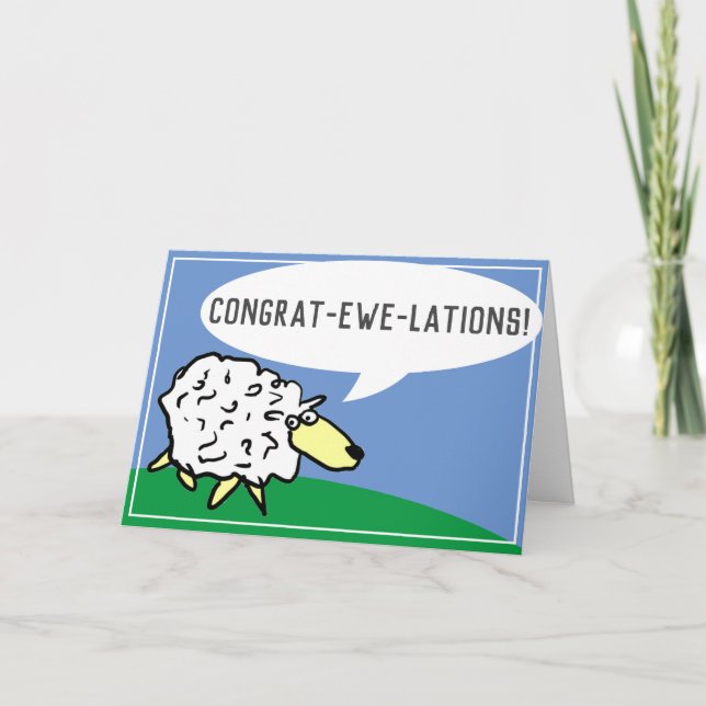 Sheep Design Cartoon mit aufregender Puppe Karte (Vorderseite)
